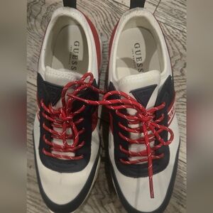 GUESS Women's Red and White Sneakers